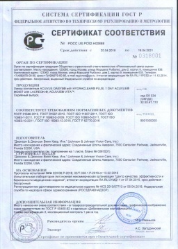 Сертификат Acuvue Oasys for Astigmatism with Hydraclear Plus