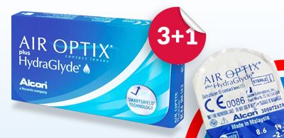 Купите линзы Air Optix Hydra Glyde (3 линзы) и получите в подарок 1 линзу Air Optix Hydra Glyde Купите линзы Air Optix Hydra Glyde (3 линзы) и получите в подарок 1 линзу Air Optix Hydra Glyde